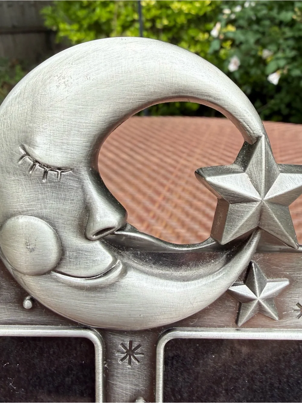 Fetco Celestial Moon Stars Double 3x5 Photo Frame Silver Tone Y2K